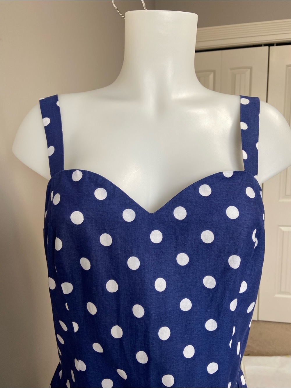 Jessica Blue and White Polka Dot Midi Dress - Picture 3 of 10